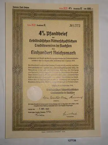 100 Reichsmark Pfandbrief Erbländischer Ritterschaftlicher Creditverein (127726)