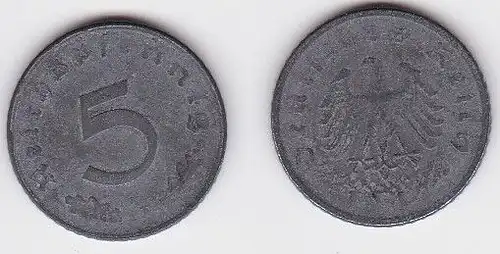 5 Pfennig Zink Münze alliierte Besatzung 1947 D Jäger 374 (121308)