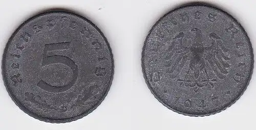5 Pfennig Zink Münze alliierte Besatzung 1947 D Jäger 374 (123256)