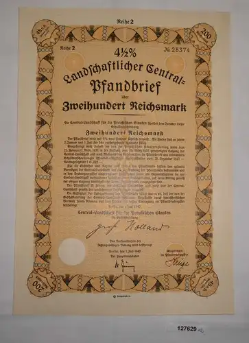 200 Reichsmark Landschaftlicher Central Pfandbrief Berlin 1940 (127629)