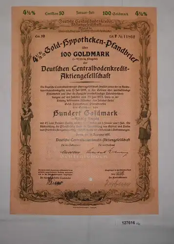 100 Goldmark Deutsche Centralbodenkredit AG Berlin 1937 (127616)
