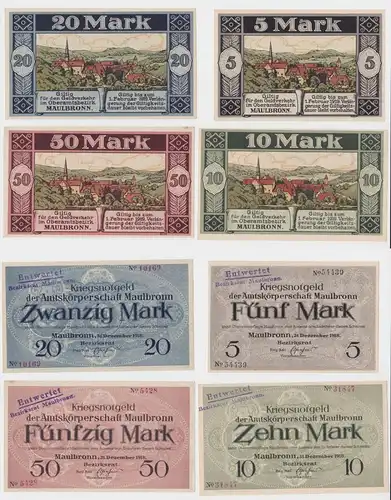 5 - 50 Mark Banknoten Amtskörperschaft Maulbronn 31.12.1918 (135515)