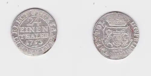 1/24 Taler Silber Münze Kurfürstentum Sachsen Friedrich August II. 1753 (127345)