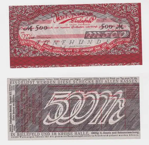 500 Mark Banknoten Inflation Stadtsparkasse Bielefeld 15.9.1922 (127371)