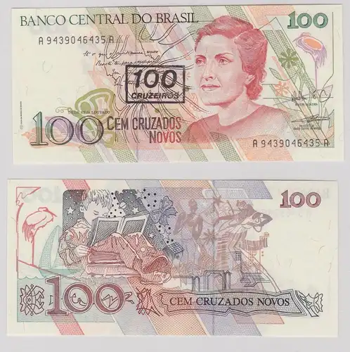 100 Cruzeiros Banknote Brasilien 1990 Pick 224 UNC (126616)