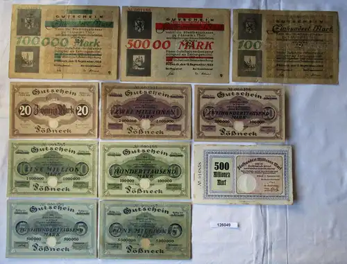 11 Banknoten Inflation Stadt Pößneck 1923 (126049)