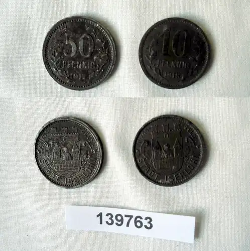 10 & 50 Pfennig Eisen Notgeld Münzen Stadt Iserlohn 1917/1918 (139763)