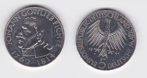 5 Mark Silber Münze Deutschland Johann Gottlieb Fichte 1964 J (103203)
