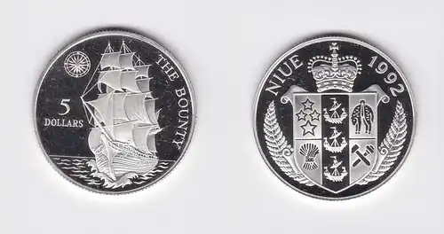 5 Dollar Silber Münze Niue 1992 Segelschiff Bounty (127391)