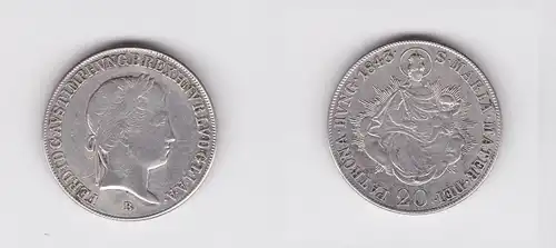 20 Kreuzer Silber Münze Habsburg Österreich Ferdinand I. 1843 B (127291)