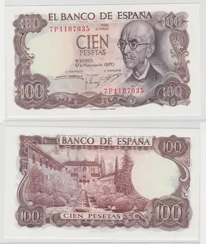 100 Pesetas Banknote Spanien 17.November 1970 kassenfrisch UNC (138626)
