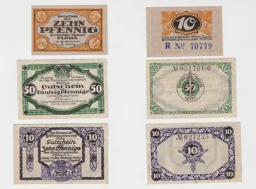 10 - 50 Pfennig Banknoten Notgeld Amtshauptmannschaft Flöha 1917 (136382)