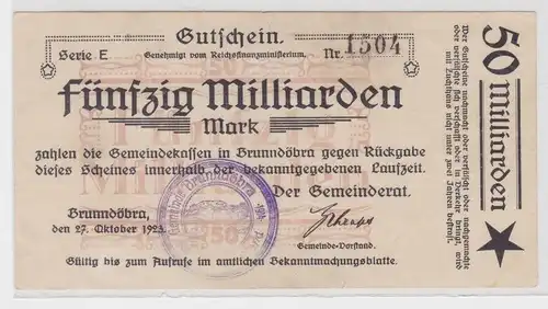50 Milliarden Mark Banknote Gemeinde Brunndöbra 27.10.1923 (139799)