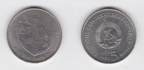 DDR Gedenk Münze 5 Mark Die Wartburg bei Eisenach 1982 Stempelglanz (136797)