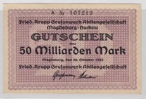 50 Milliarden Mark Banknote Magdeburg Buckau Grusonwerke 26.10.1923 (130126)