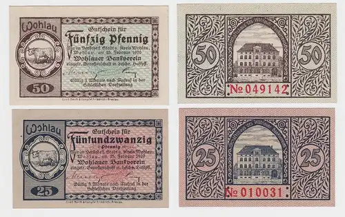25 & 50 Banknoten Notgeld Wohlauer Bankverein 25.02.1920 (121369)