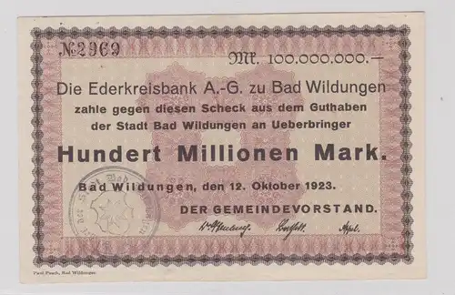 100 Millionen Mark Banknote Inflation Ederkreisbank Bad Wildungen 1923 (125916)