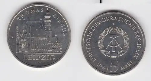 DDR Gedenk Münze 5 Mark Leipzig Thomaskirche 1984 vz (136899)