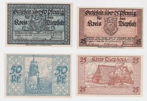 25 & 50 Pfennig Banknoten Notgeld Kreis Diepholz 1.9.1920 (125895)