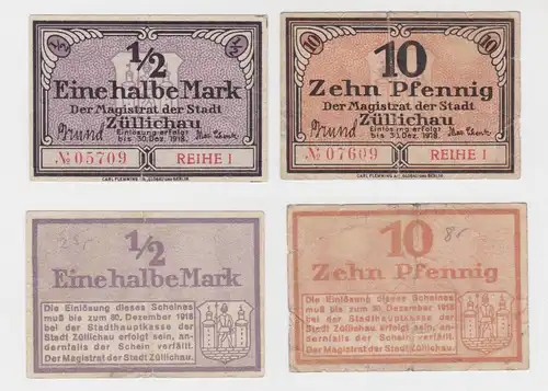 10 + 50 Pfennig Banknote Notgeld Stadt Züllichau Sulechów (136042)