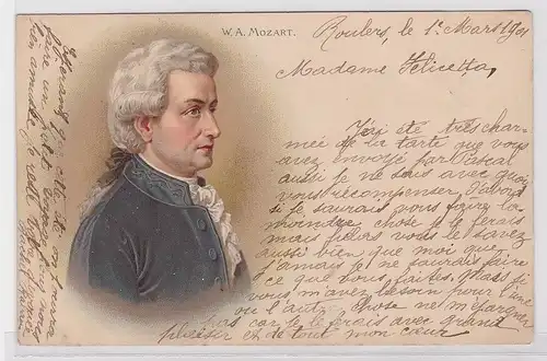 87266 Künstler AK Wolfgang Amadeus Mozart Portrait 1901