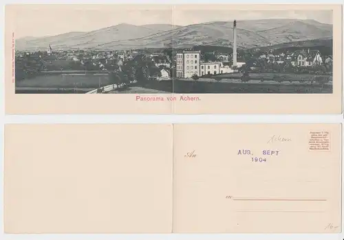 98910 1-fach Klappkarten Ak Panorama von Achern 1904