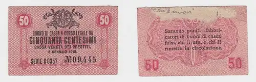 50 Centesimi Banknote Italien 2.1.1918 Cassa Veneta dei Prestiti (150899)