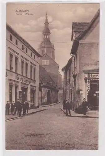 77617 Ak Eisleben Bucherstrasse mit Geschäften um 1920