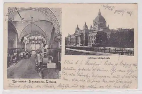 47981 Ak Leipzig Reichsgerichtsgebäude und Restaurant Baarmann 1905