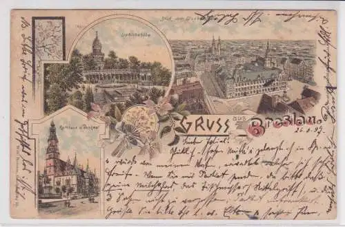 904509 Ak Lithographie Gruß aus Breslau Liebigshöhe, Rathaus usw. 1897