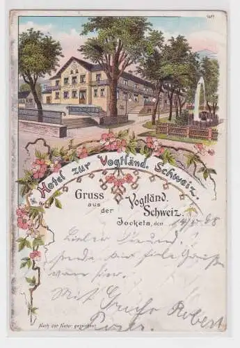 24559 Ak Lithografie Gruss aus Jocketa Hotel zur vogtländischen Schweiz 1898