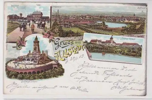 42016 Ak Lithografie Gruss aus Allstedt Bahnhof, Schloß usw. 1903