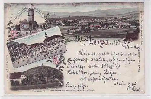 903843 Ak Lithographie Gruß aus Leipa in Böhmen 1897