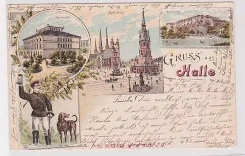 21496 Studentika Ak Lithographie Gruss aus Halle Universität usw. 1899