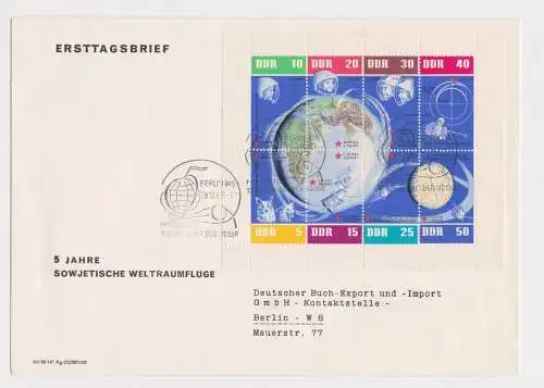 907057 DDR Mi 926/33 Ersttagsbrief FDC Fünf Jahre sowjetische Weltraumflüge 1962