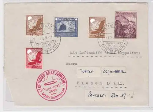 906606 Zeppelinpost Luftpost Luftschiff Graf Zeppelin Sudetenlandfahrt 1938