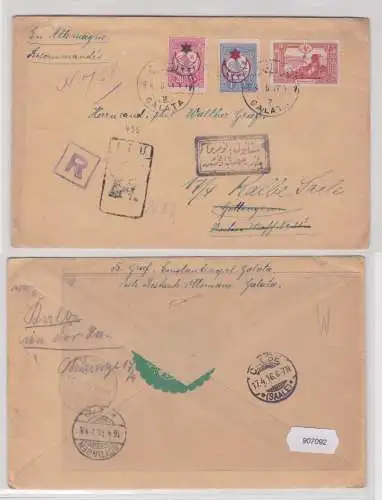 907092 Brief Einschreiben Recommandé Konstantinopel Galata nach Kalbe 1916
