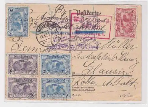 907363 Postkarte First Airmail Flight from Melbourne to London April 1931