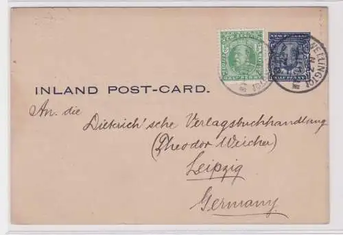 907361 Ganzsachen Postkarte Neuseeland Inlandskarte nach Leipzig 1911