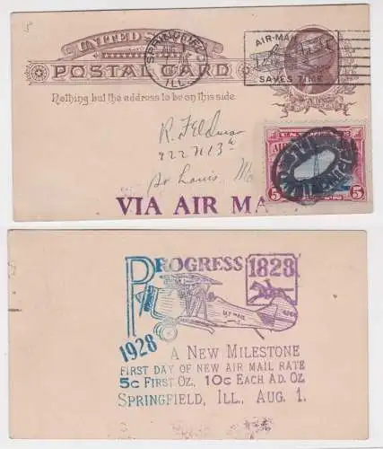 906485 Luftpost First Day of new Air Mail Rate 1928 Progress 1828 Springfield