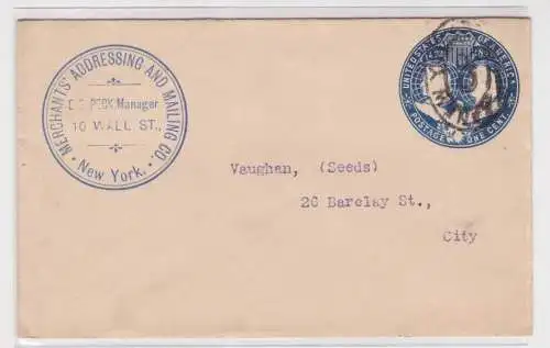 906970 Ganzsachen Brief USA Merchants' Addressing and Mailing Co. New York 1892