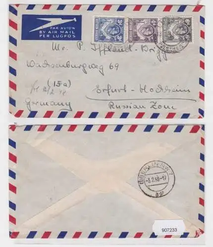 907233 Luftpost Brief Nordrhodesien Northern Rhodesia nach Erfurt-Hochheim 1948