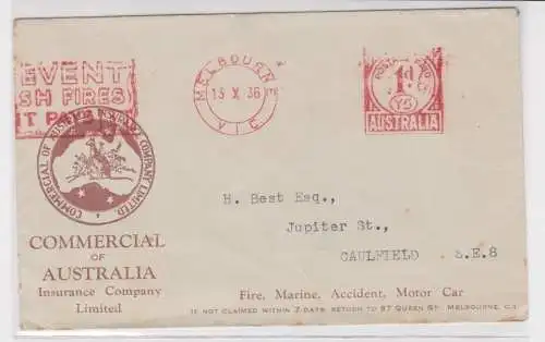 907478 Reklame Brief Commercial of Australia Insurance Company Melbourne 1936