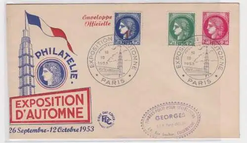 906502 Brief Philatelie Exposition d'Automne Paris 1953 Envelope Officielle