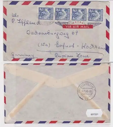 907231 Luftpost Brief Nordrhodesien Northern Rhodesia nach Erfurt-Hochheim 1948