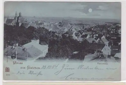 61097 Mondscheinkarte Gruß aus Eisleben Panorama 1904