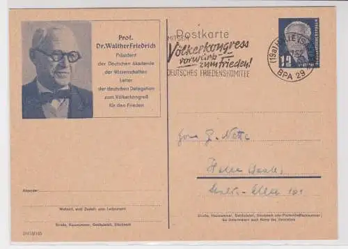 906631 Ganzsache Sonderpostkarte Völkerkongress Prof. Dr. Walther Friedrich 1952