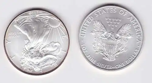 1 Dollar Silber Münze Silver Eagle USA 2009 1 Unze Feinsilber  (125092)