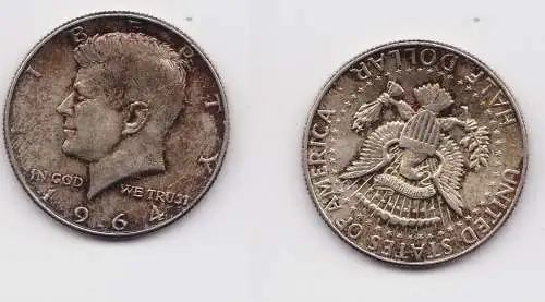 1/2 Dollar Silber Münze USA 1964 f.vz (156003)