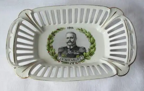 Patriotische Porzellan Gedenkschale Paul von Hindenburg 1914 (165135)